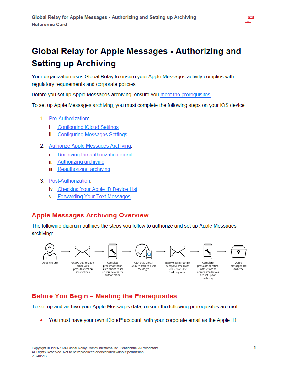 Global Relay for Apple Messages – Authorizing and Setting-Up Archiving