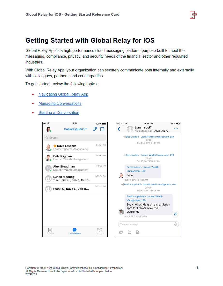 Global Relay for IOS – Getting Started Reference Card